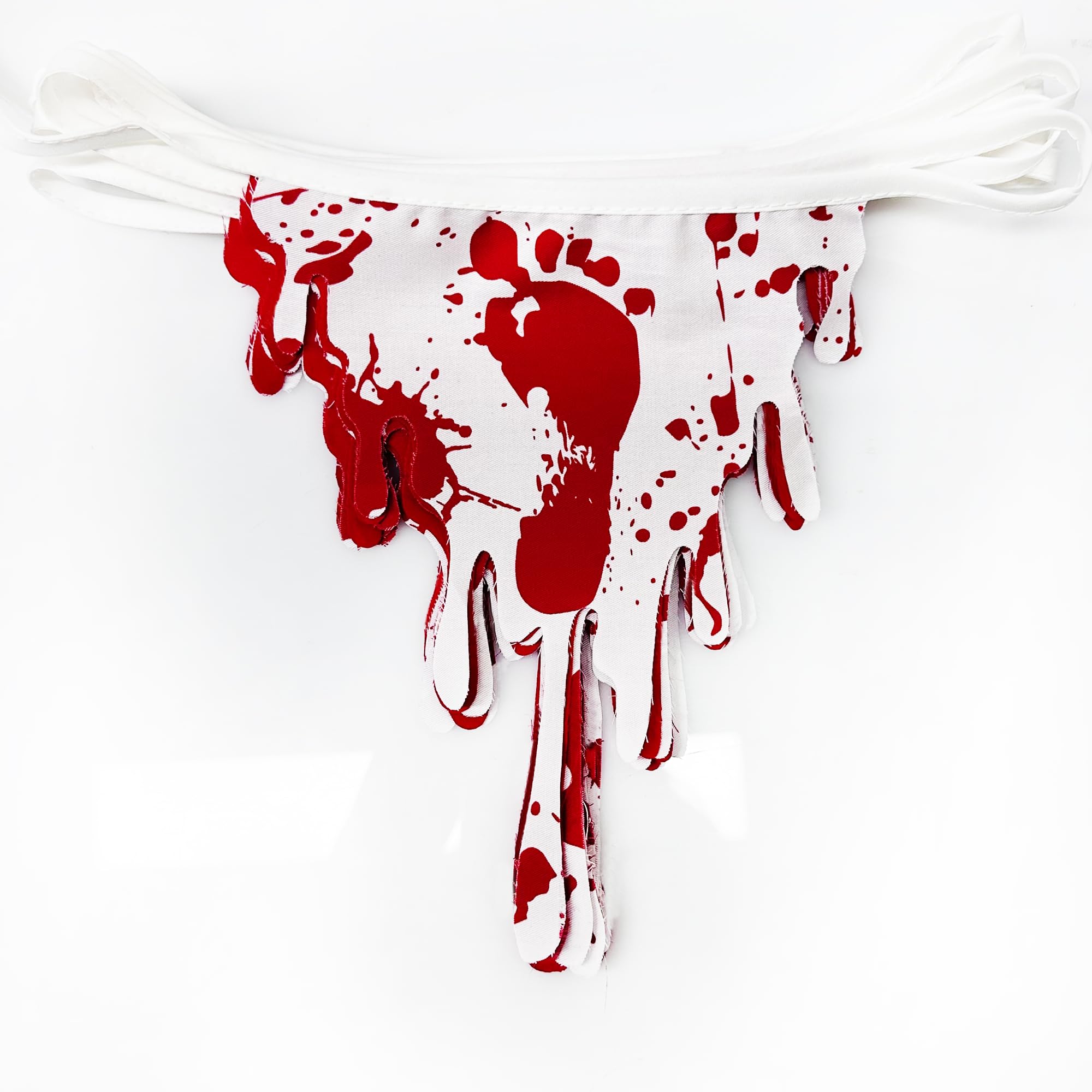 30Ft Halloween Party Decorations Red Bloody Handprint Footprint Triangle Flag Banner Fabric Pennant Garland Streamers For Happy